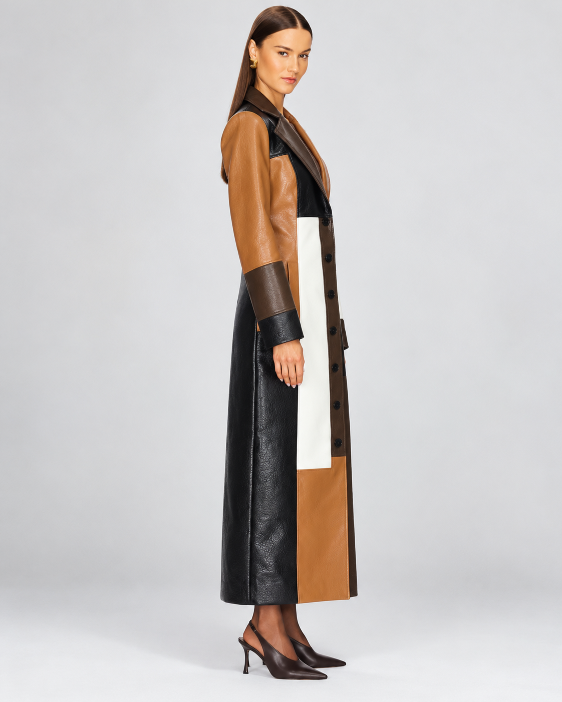 Mara™ | Elegante Lange Jas Met Patchwork