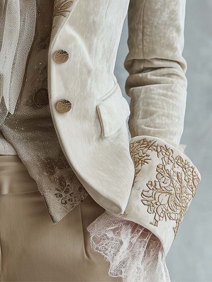 Constance | Ivoor Geborduurde Blazer