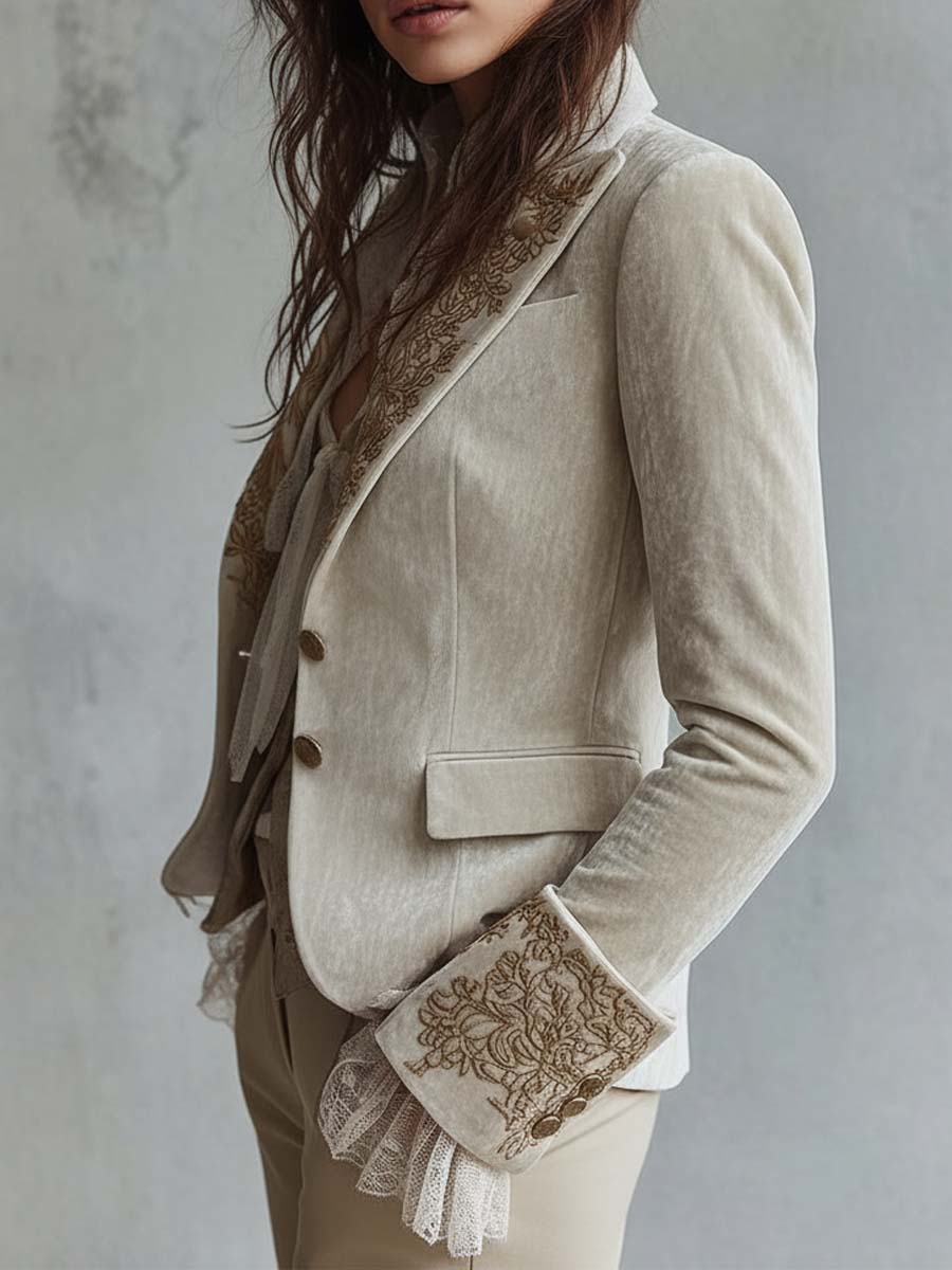 Constance | Ivoor Geborduurde Blazer