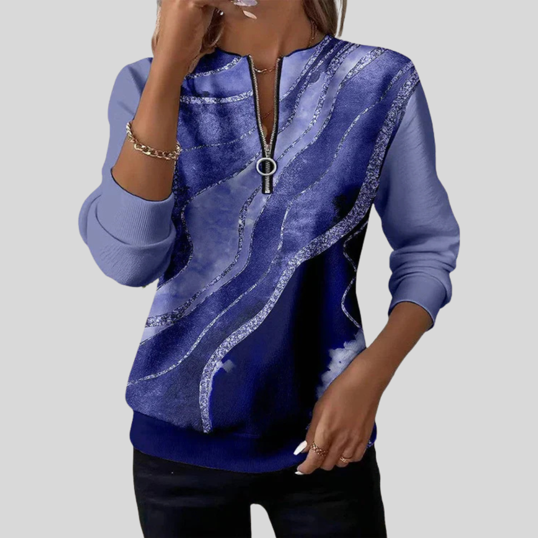 Mathilda | Sweatvest met Rits en Print