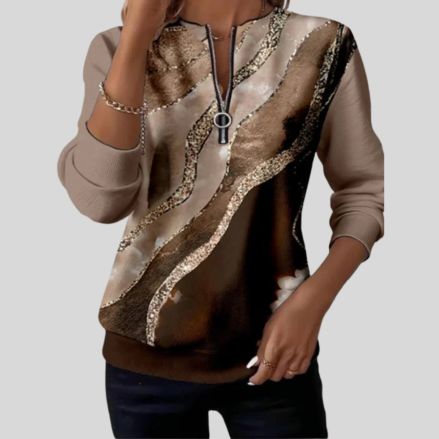 Mathilda | Sweatvest met Rits en Print