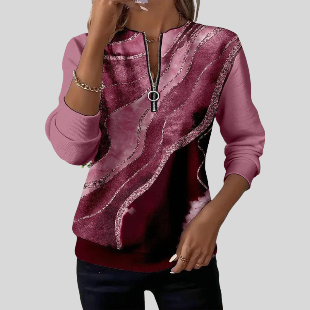Mathilda | Sweatvest met Rits en Print