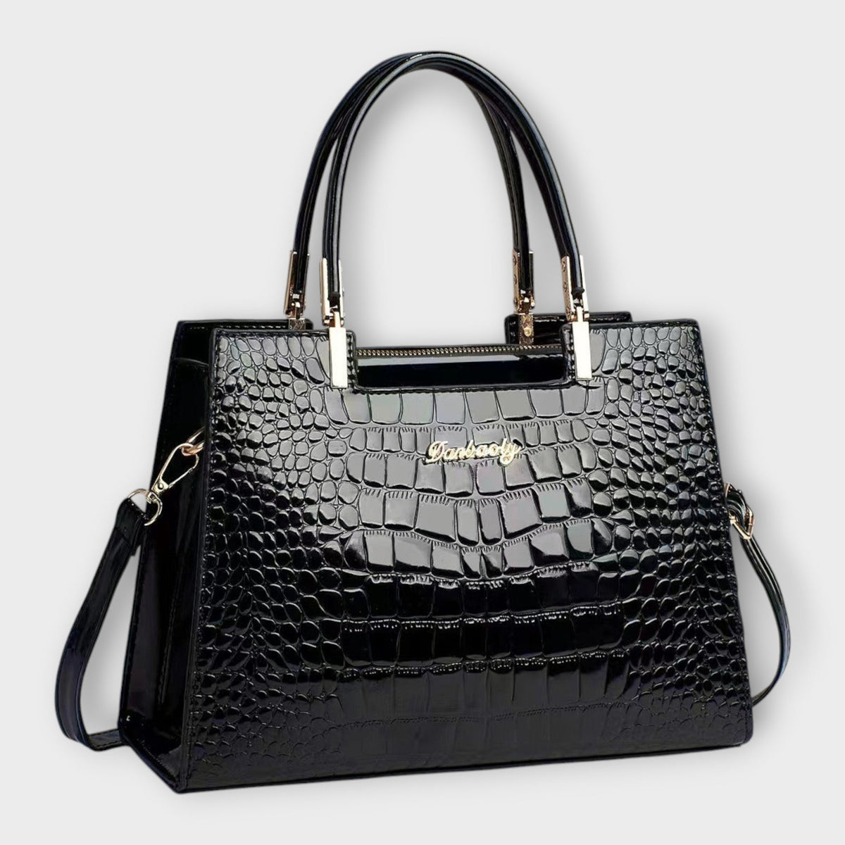 Maison Verdelle - Handtas met glanzend krokodillenleerpatroon