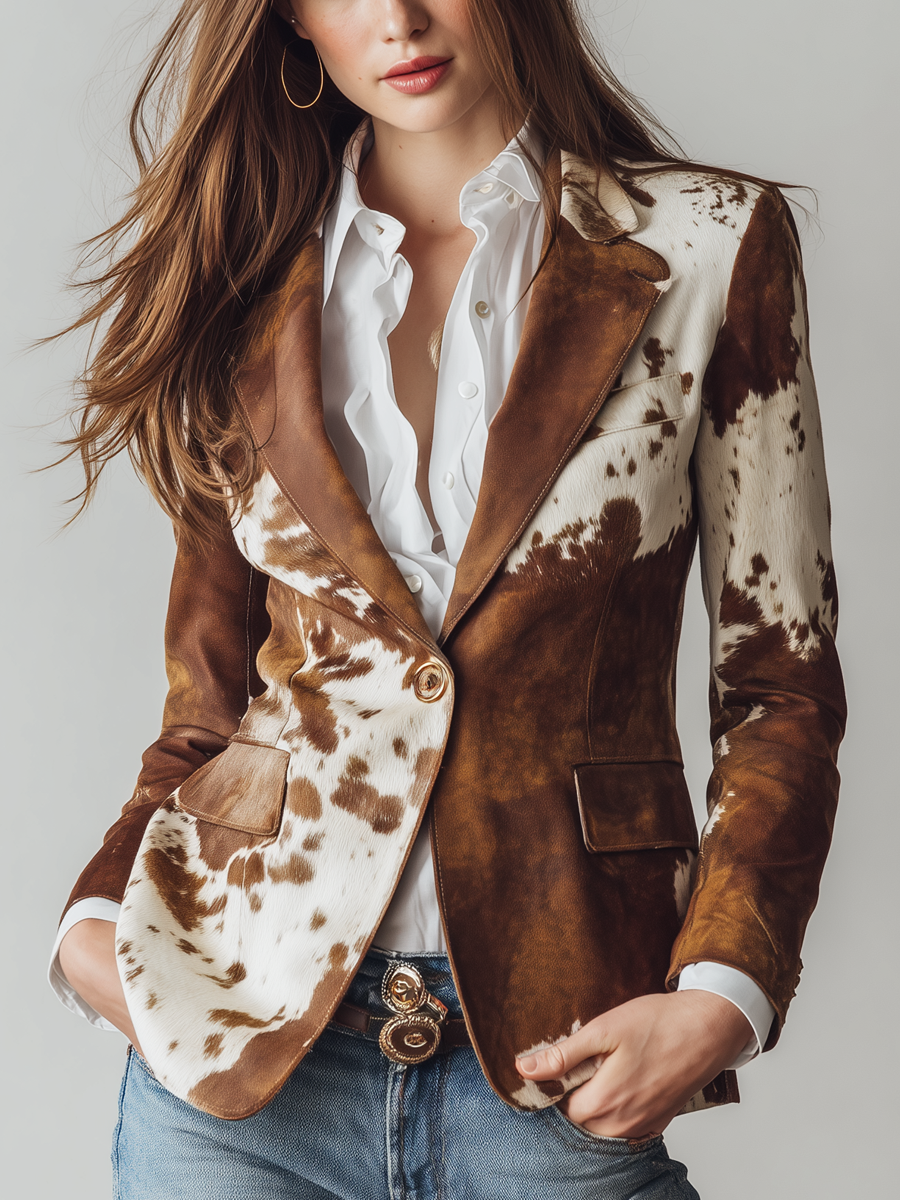 Agathe | Vintage Geprinte Eco-Verantwoorde Blazer
