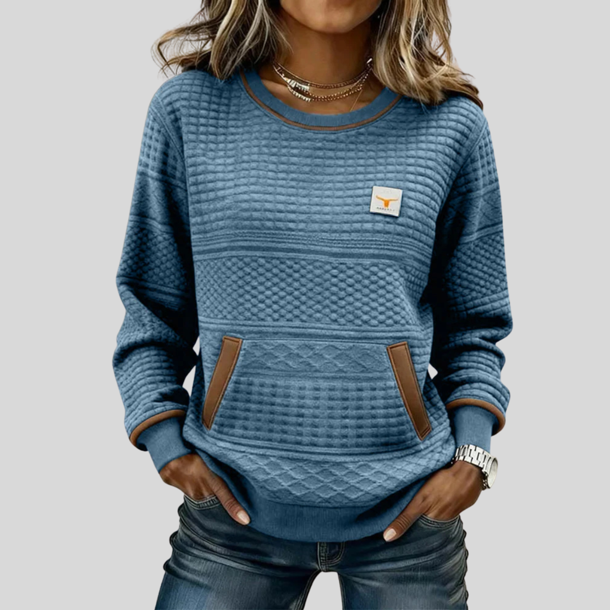 Cloé | Gewatteerde Sweater met Ronde Hals