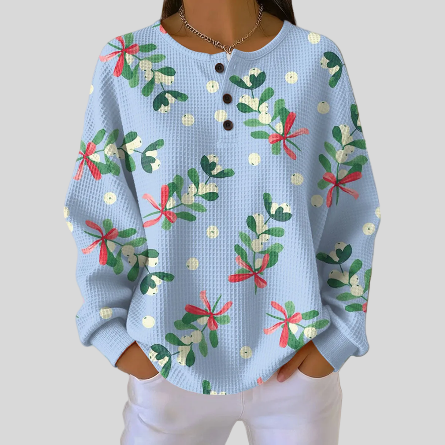 Élisa | Wafelsweater met Maretak en Bessen