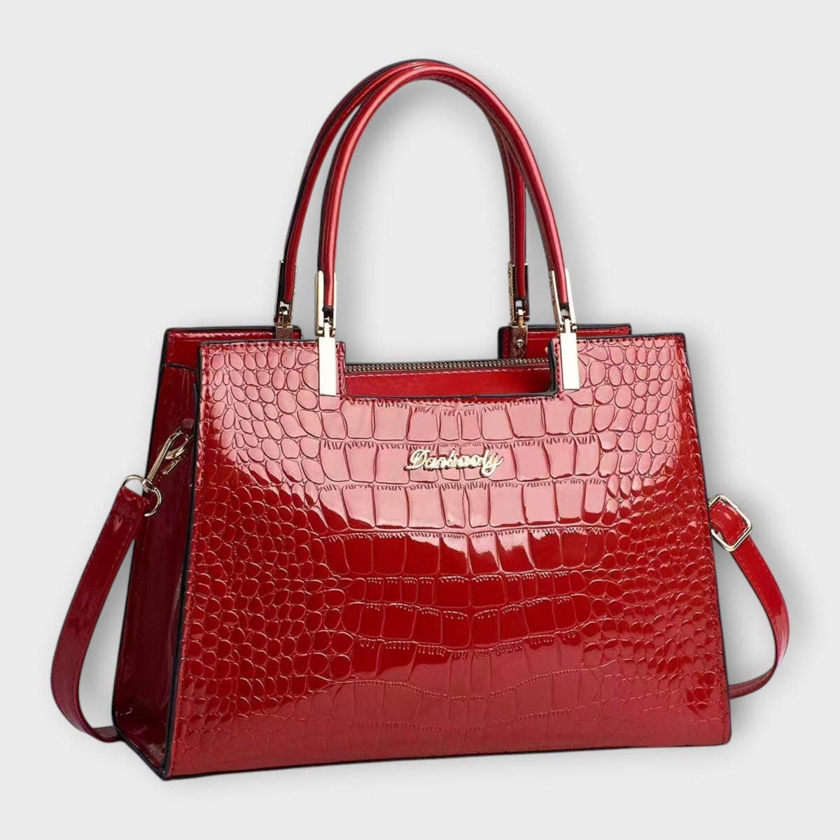 Maison Verdelle - Handtas met glanzend krokodillenleerpatroon
