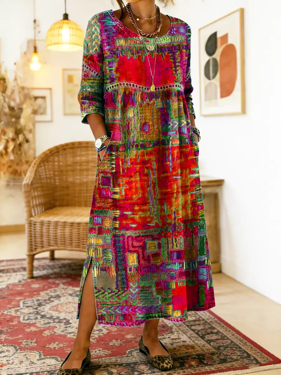 Alina | Jurk met Etnisch Patchwork