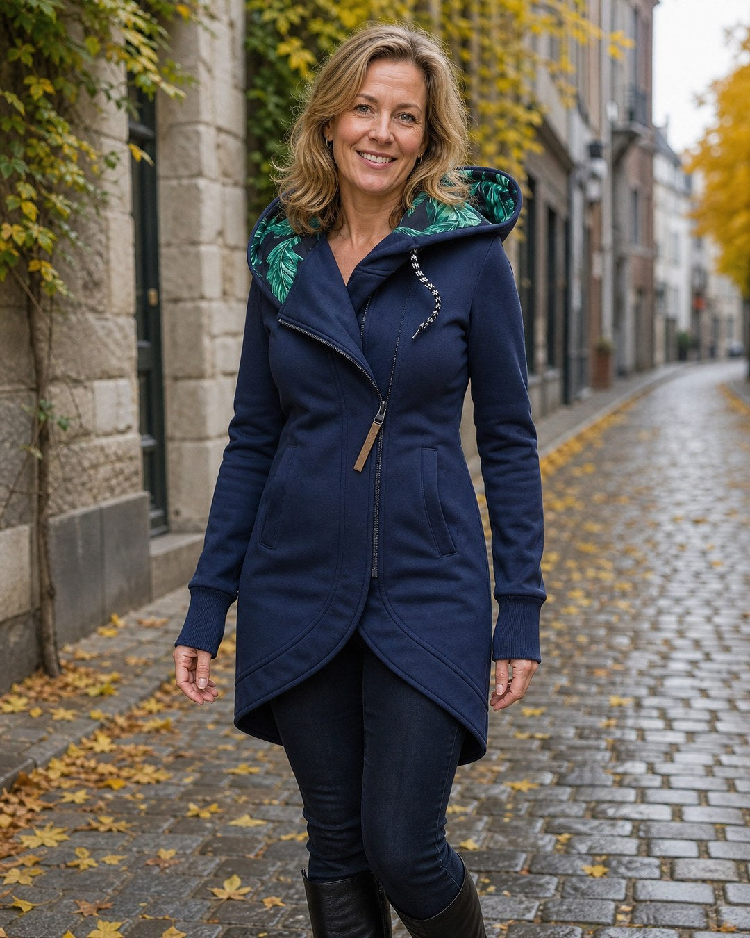 Dames Lange Gewatteerde Winterjas met Kap