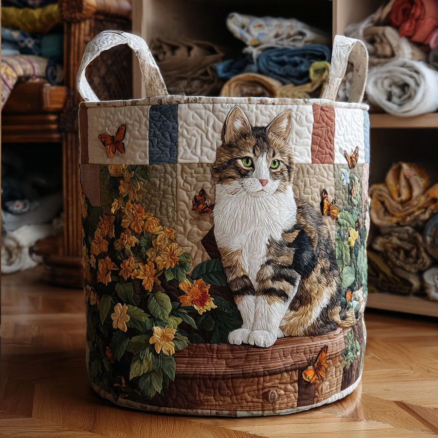 Kat Tussen de Bloemblaadjes / Gequilt Mand