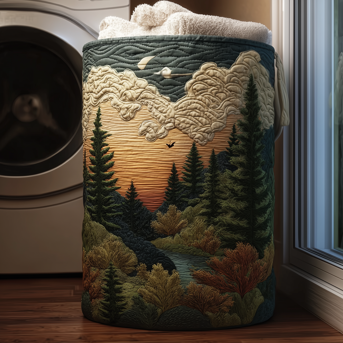 Pijnbomen bij Zonsondergang II / Gequilte Mand