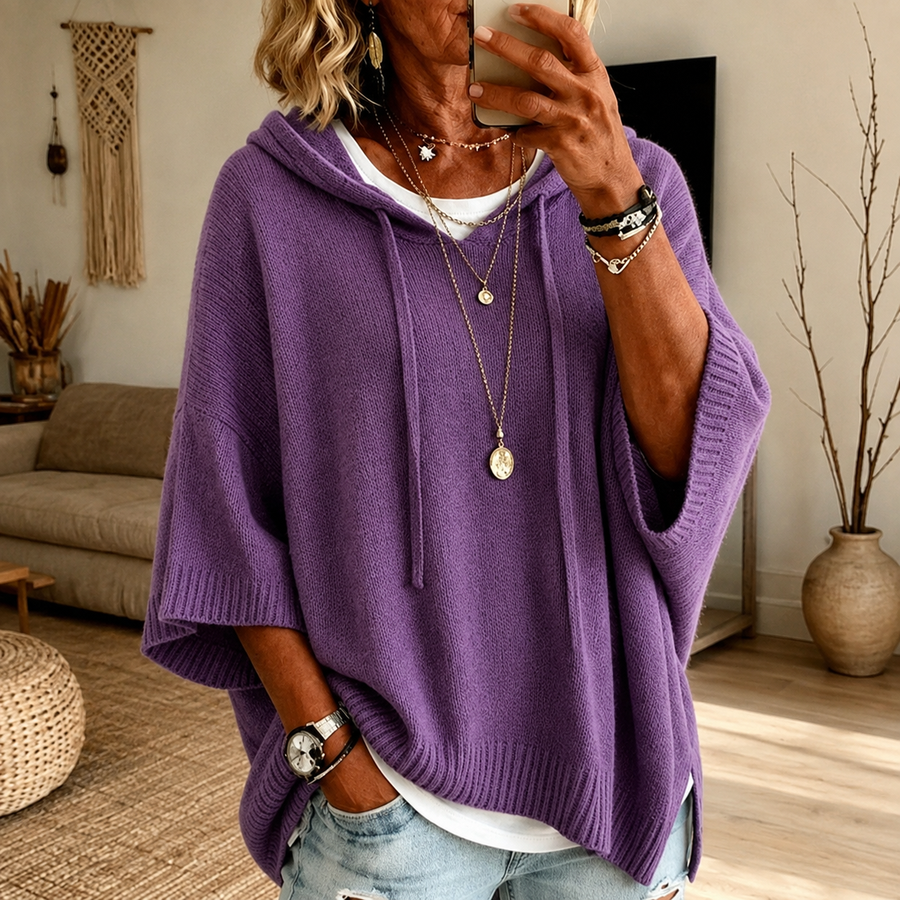 Elodie – Paarse Poncho Trui