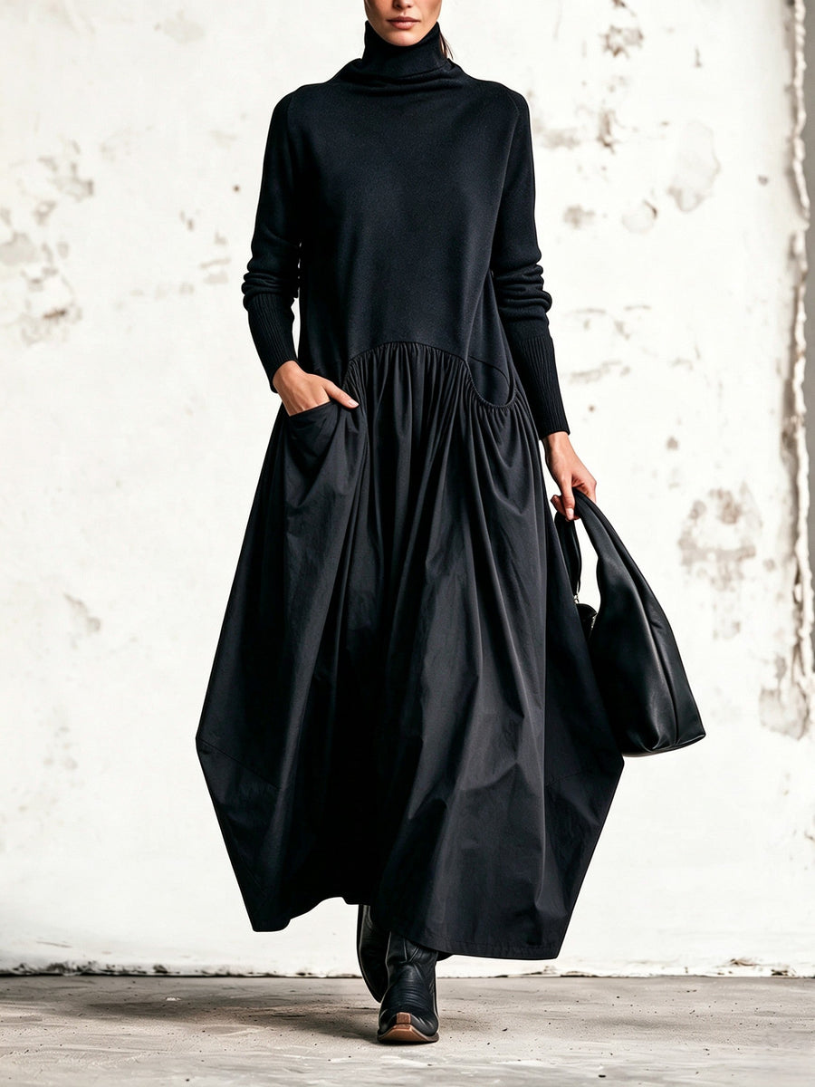 Odette | Maxi Oversized Jurk met Hoge Hals