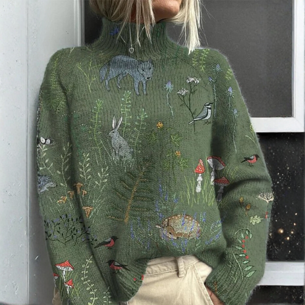 Aileen warme coltrui met bloemen