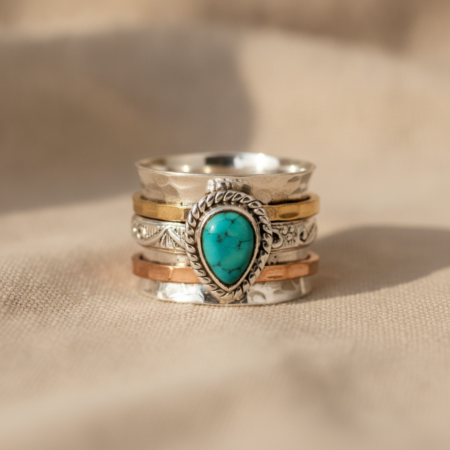 Azzurra statement ring met ovaal turkoois