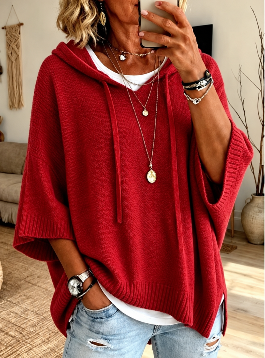 Oceane – Terracotta Poncho Trui