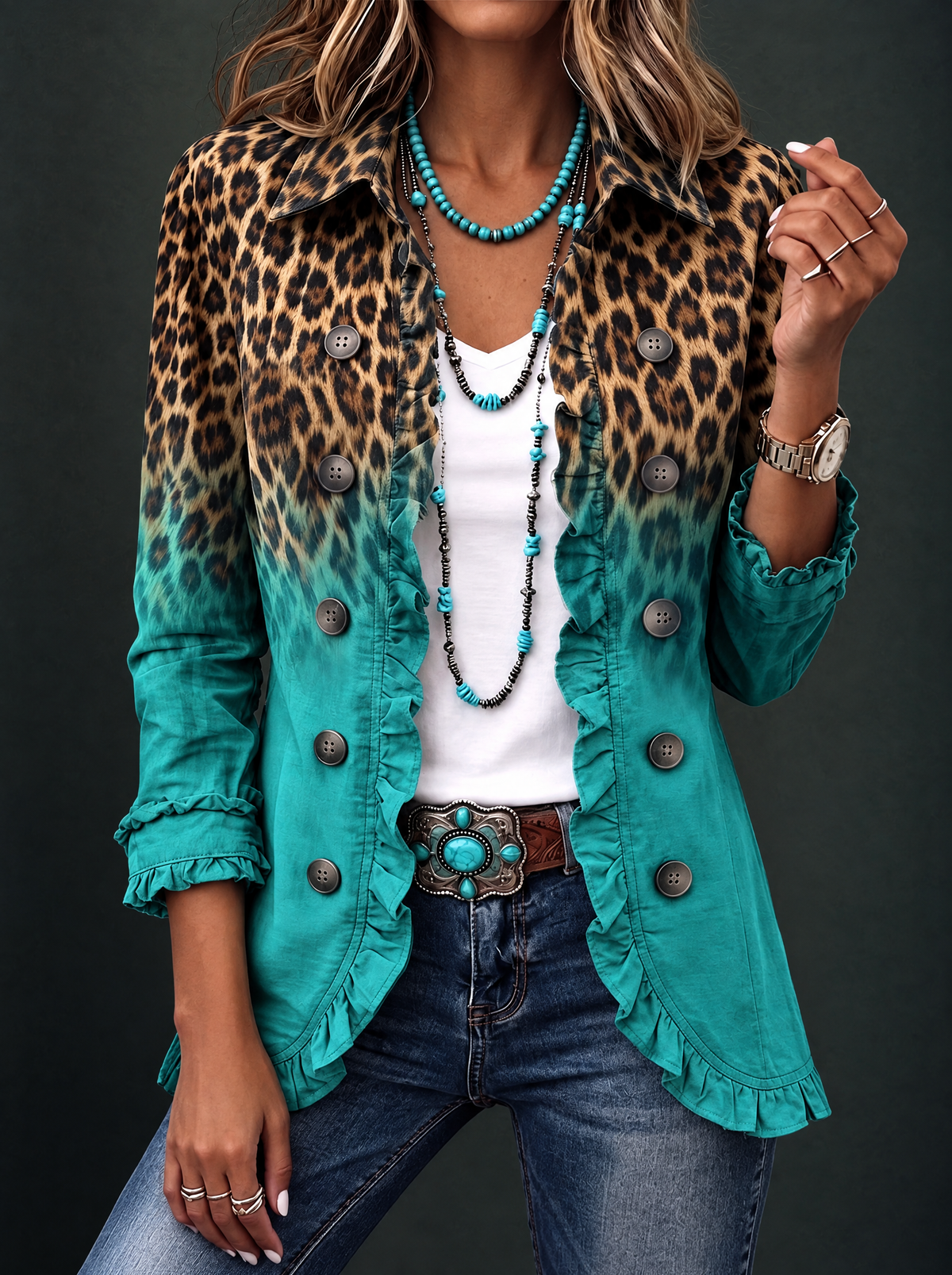 Cassandre | Blazer Leeuwenkleur Gradatie met Volants