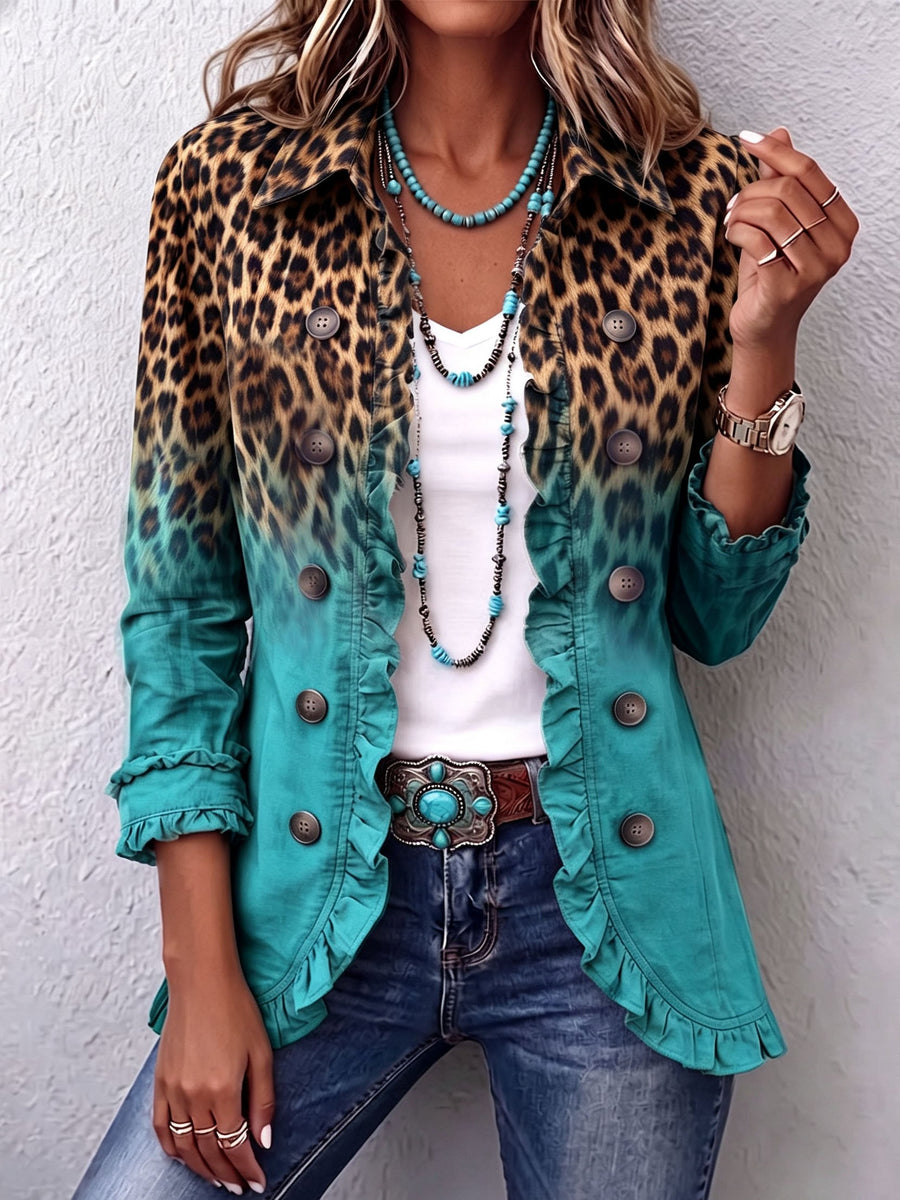 Cassandre | Blazer Luipaard Gradient met Volants