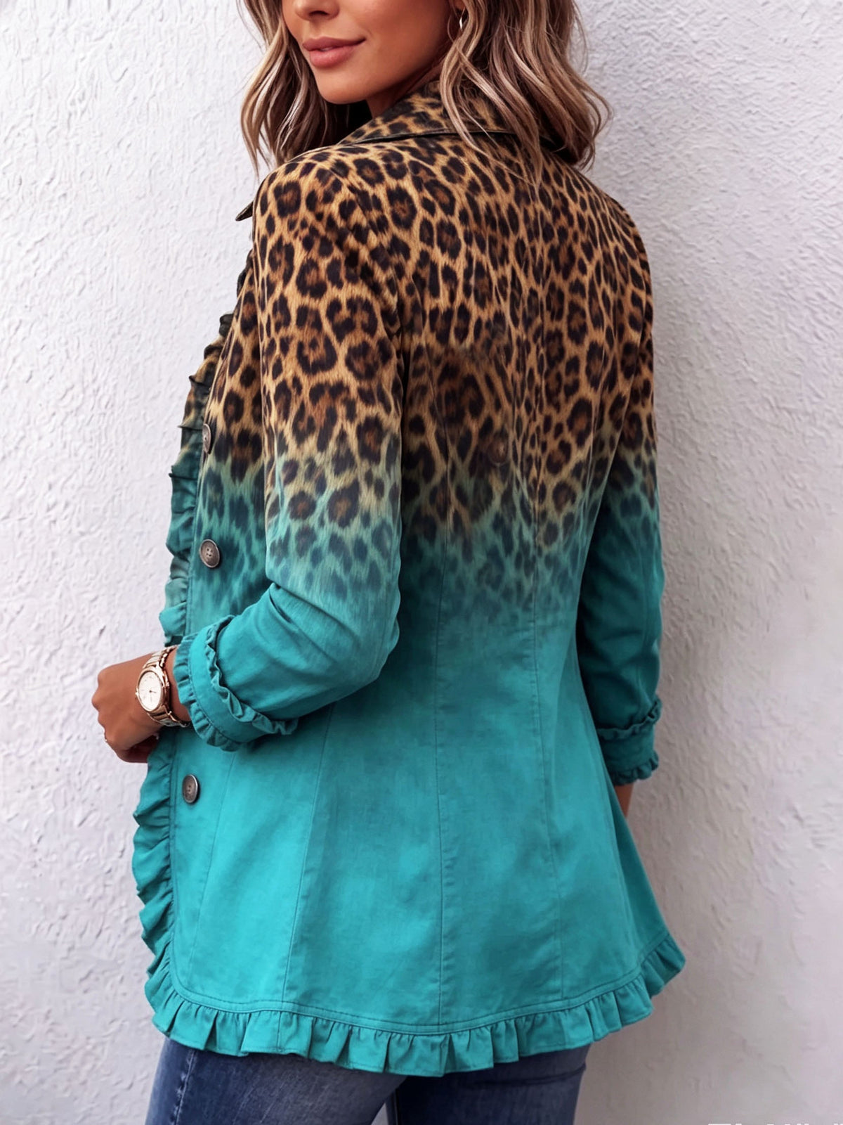 Cassandre | Blazer Luipaard Gradient met Volants