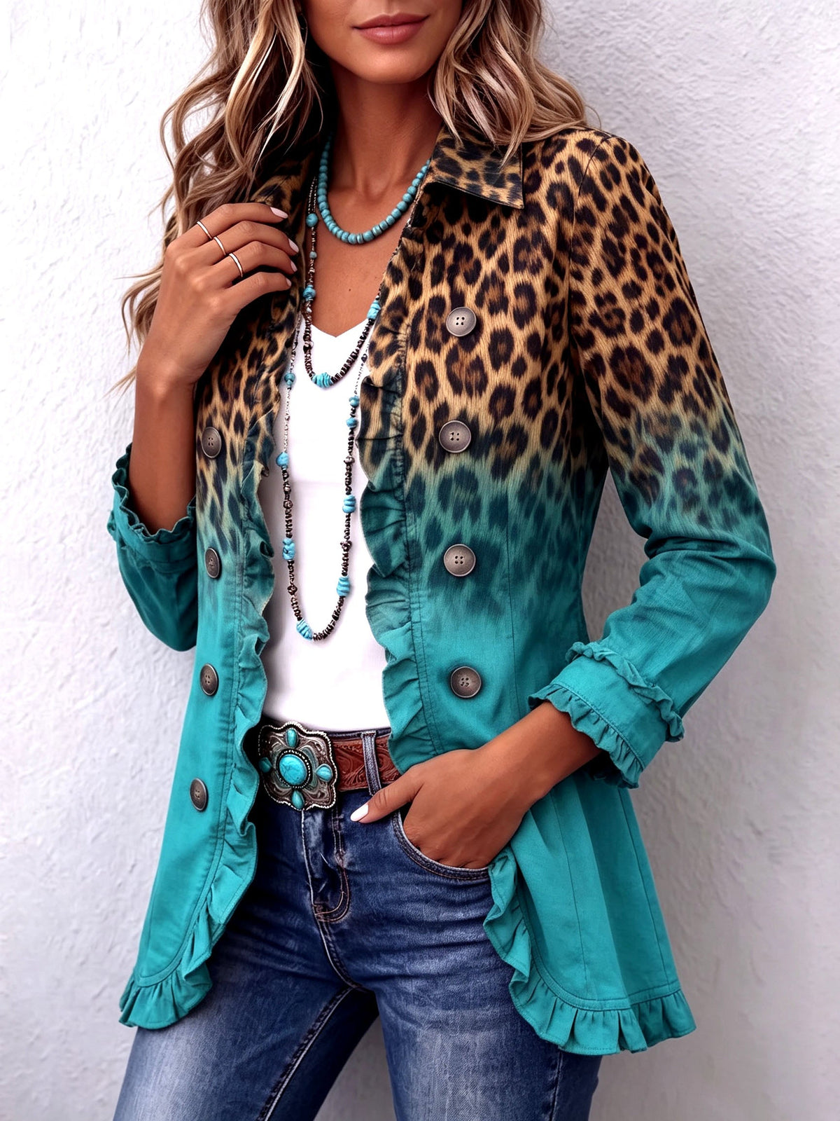Cassandre | Blazer Leeuwenkleur Gradatie met Volants