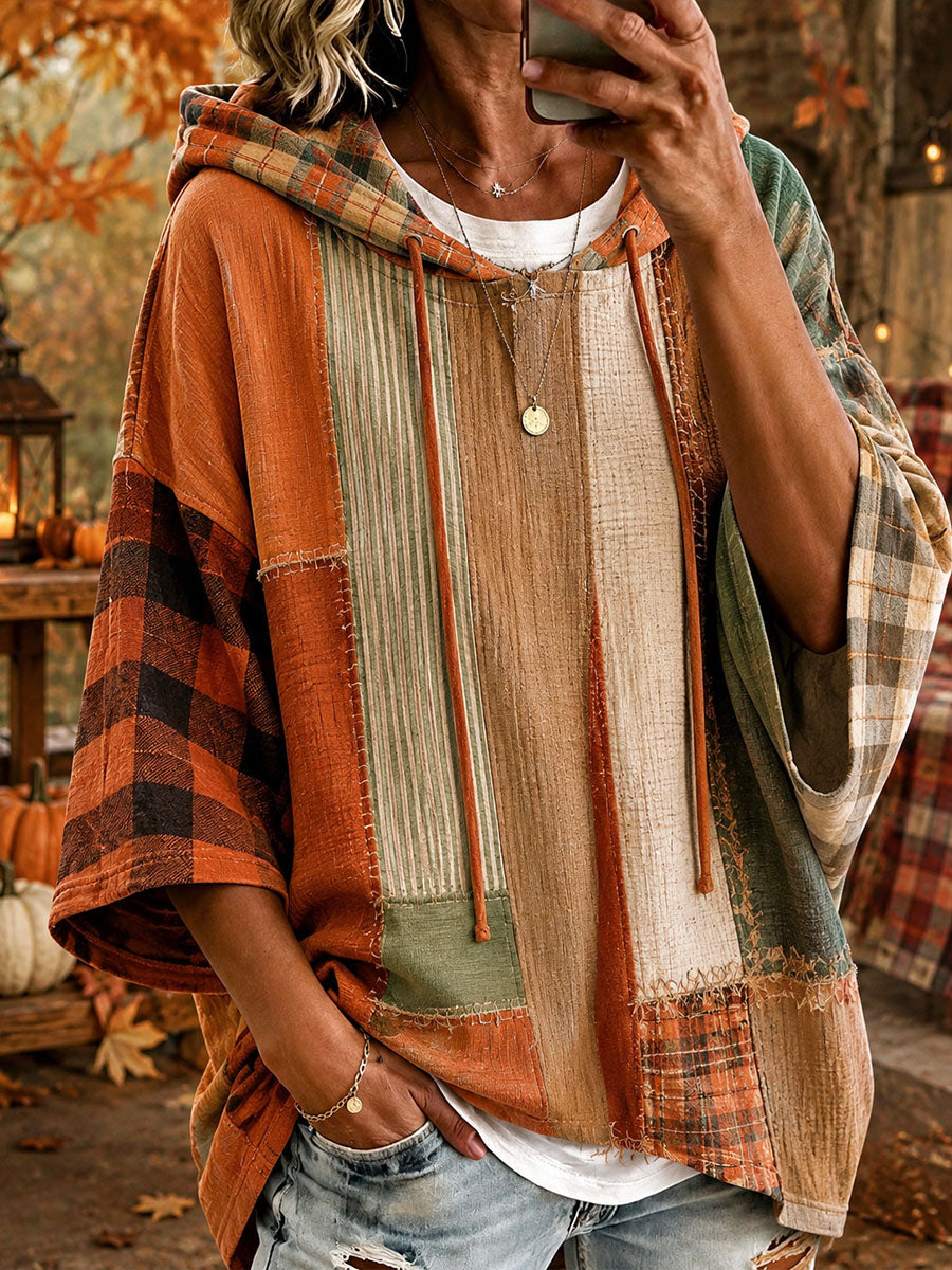 Andrea | Herfstgetinte Patchwork Oversized Hoodie